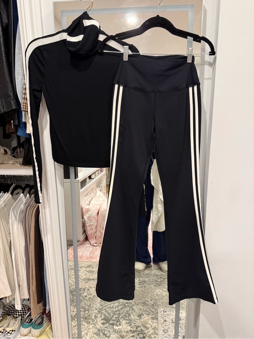 Splits59 Black Track Pants with White Side Stripes & Matching Top Sold as Set